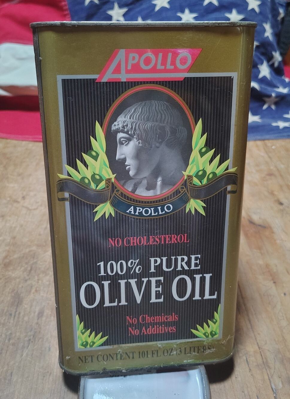 Vintage Apollo Olive Oil Advertising Tin Empty For Display Kitchen Decor